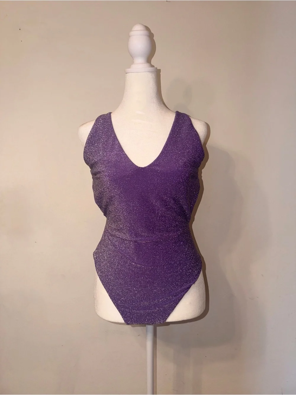 Berlook Purple Sparkle Lurex Crossback One-Piece Swimsuit